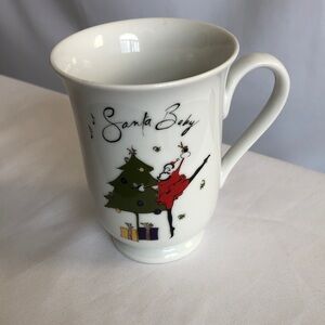 Pottery Barn Santa Baby Holiday Mug - White and Green NWOT